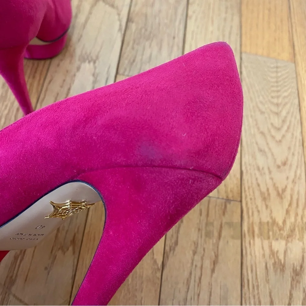 Charlotte Olympia Dolly platform heels pink‎ suede size 40